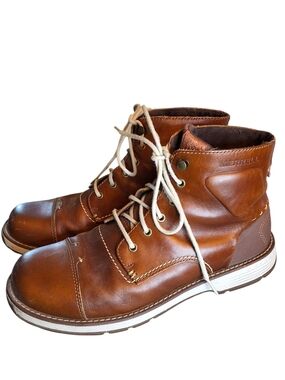 Merrell Men's Brown Leather Lace-Up Boots 8.5